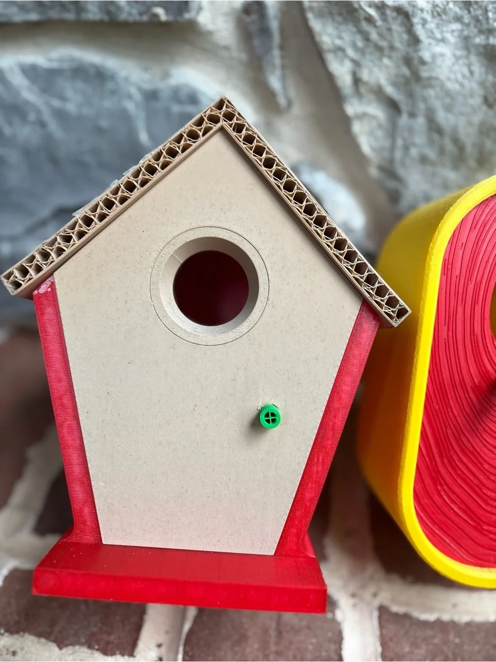 Birdhouse Yellow & Red & Purple Decorative Hard Plastic Birdhouses Wood Grain
